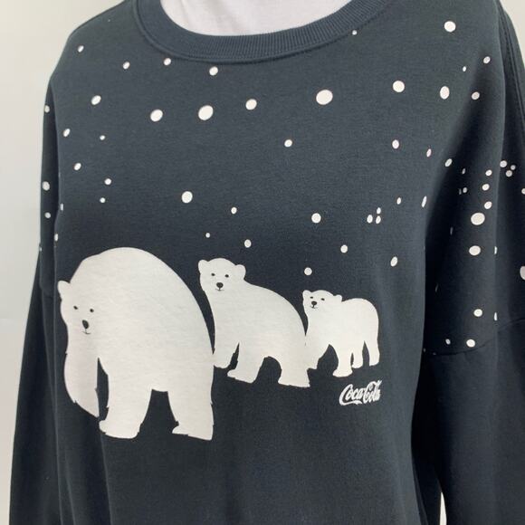 Wildfox Coca Cola Sweatshirt Womens S Small Fleece Lined Bears Holiday Oversized - Picture 3 of 11